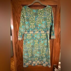 Elegant Talbot's  Paisley Print Dress - Green and teal size 12